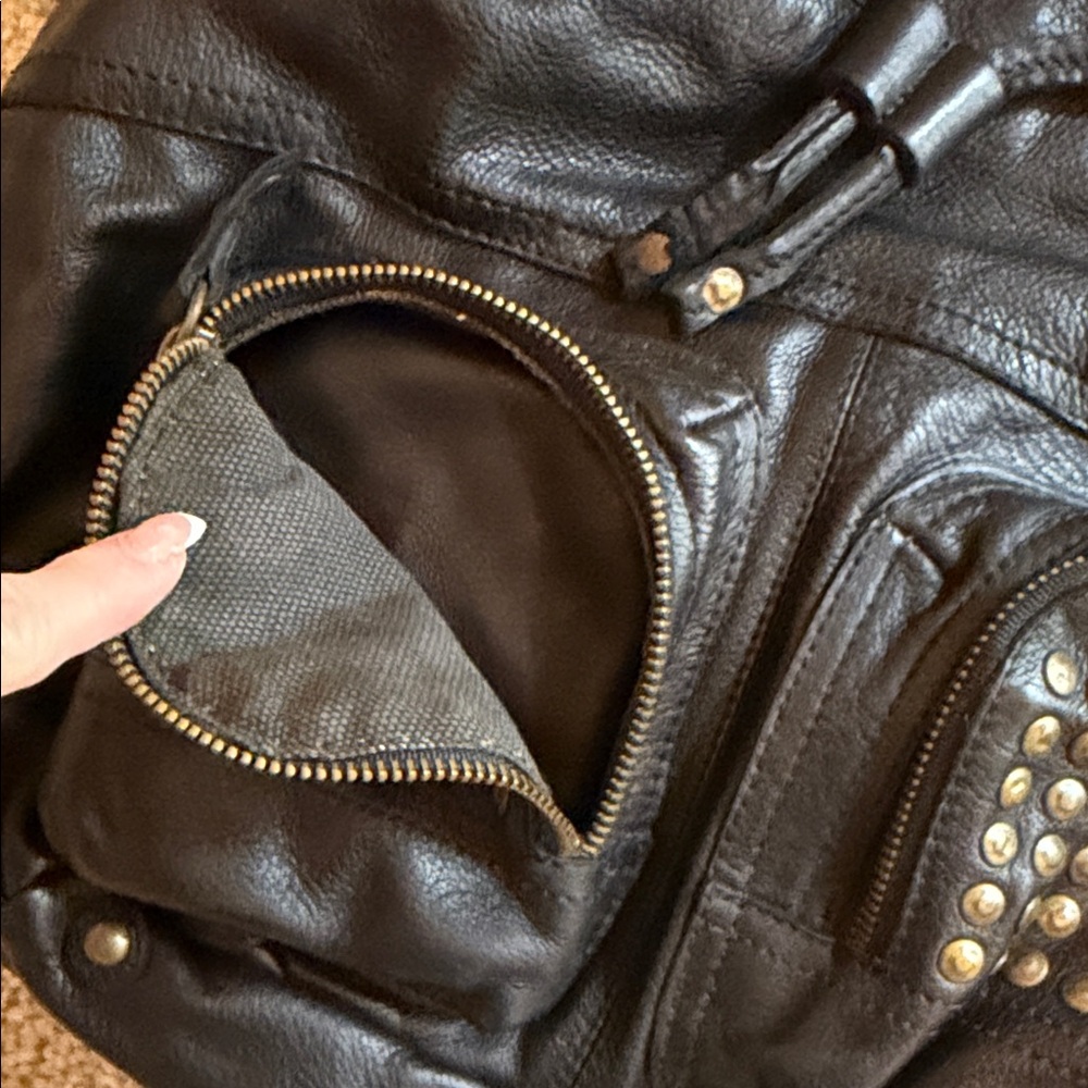 Frye Black Leather Bag with Gold Studs - Picture 3 of 12